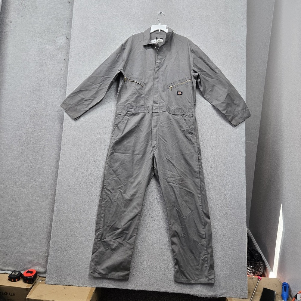 Dickies Men Coveralls XL Gray Cargo Twill 48799GY Work Zipper Deluxe
